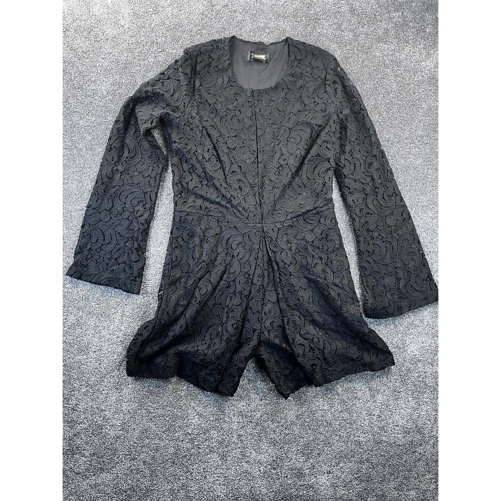 Alexia Amor Romper Womens Size XS Cotton Blend Lace Jumpsuit Long Sleeve‎ Black